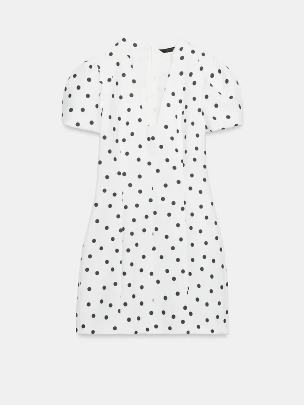 Zara White Polka Dot Puff Sleeve Dress *NWOT* - Picture 4 of 13